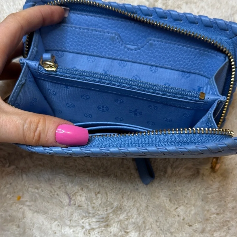 Tory Burch Vibrant Blue Marion Smartphone Leather Wristlet